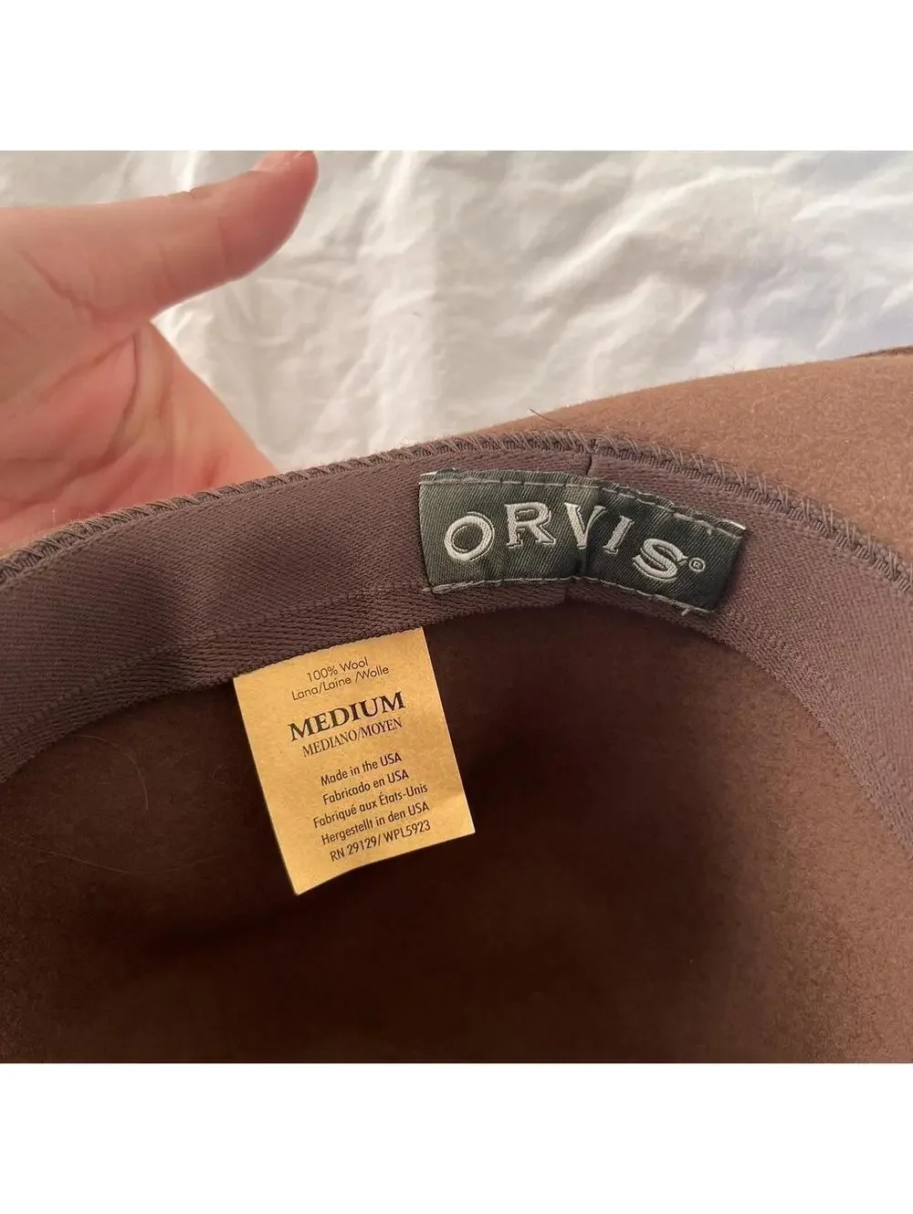 vintage Orvis wool fedora hat with leather band Size M